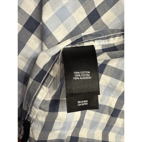 NWT Kenneth Cole Non Iron, Stretch, Plaid, White Blue, Gray - Large - Picture 6 of 8